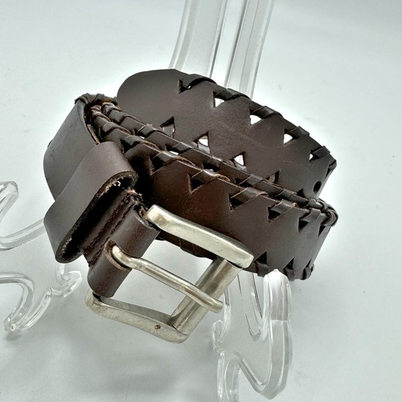 Capezio Brown Leather braided Belt Size M/L Medium Large - Picture 3 of 8